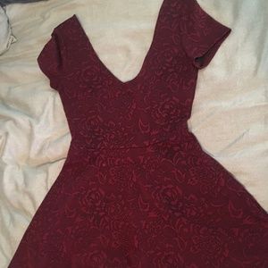 Maroon, Rose Patterned Dress